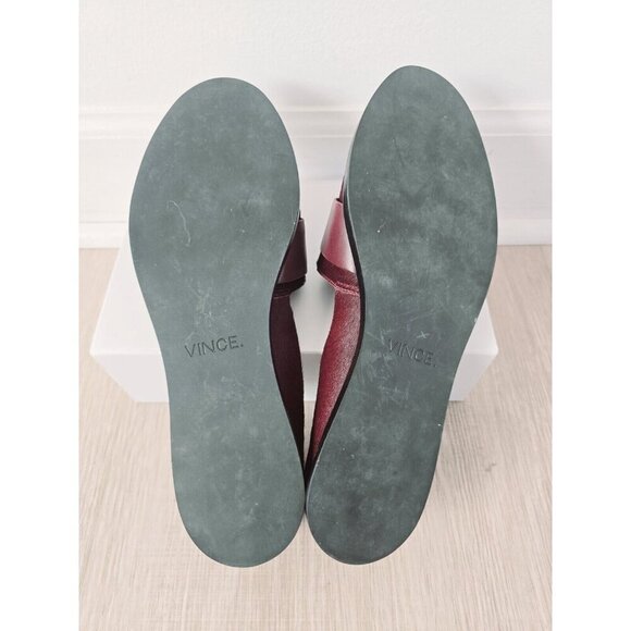 Vince Mason Burgundy Red Calf Hair Leather Slip On Loafer Flats Shoes Size 10 - Picture 9 of 9